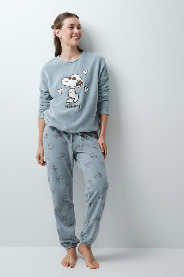 Women'secret Snoopy fleece long pyjamas blue