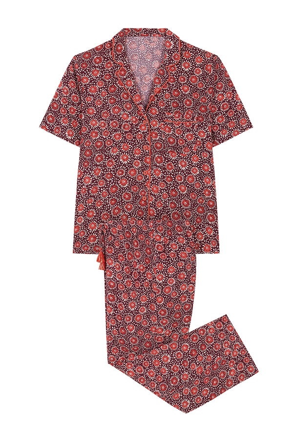 Womensecret Pyjama Hemdlook Capri Print Braun