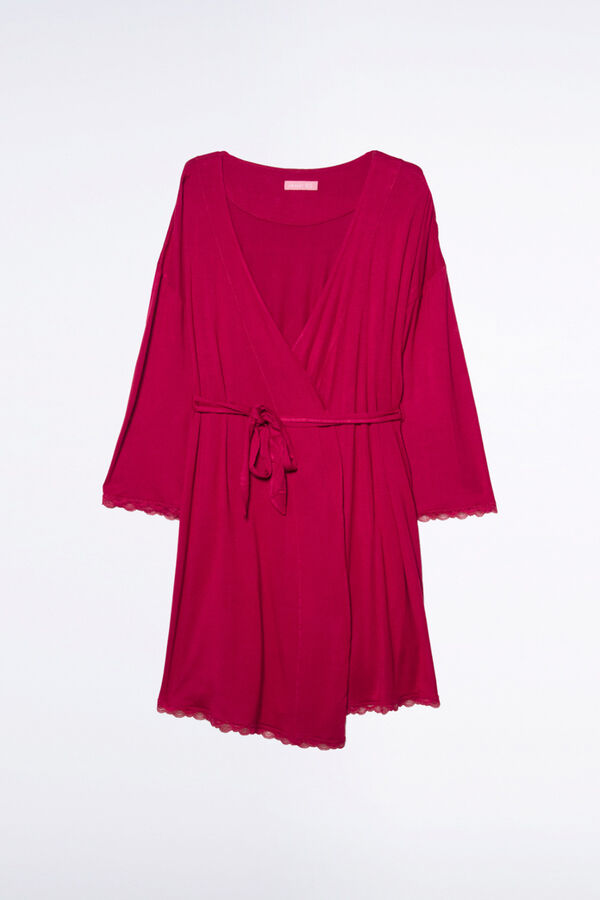 Ohma! Bata Premam&aacute; Con Encaje A Tono burdeos