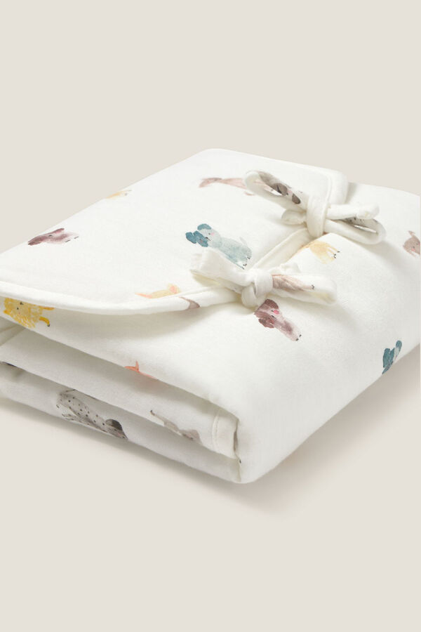 Textura Wickelauflage aus Baumwolle mit Gesichtern Weiß