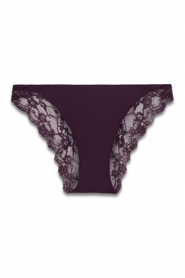 Women'secret Purple microfibre and lace classic panty pink