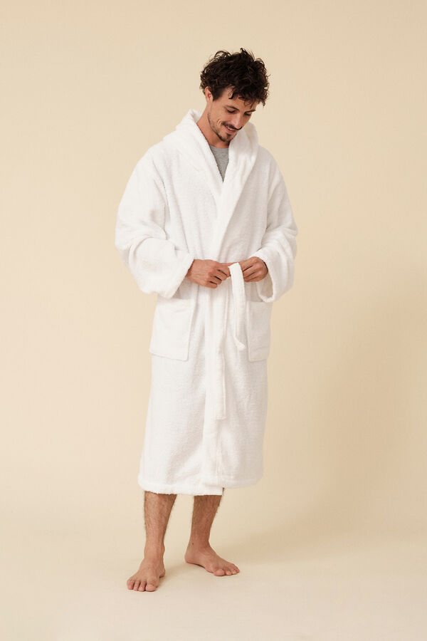 Womensecret Cotton hooded bathrobe white