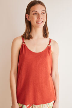 Womensecret T-shirt bretelles lin orange rouge