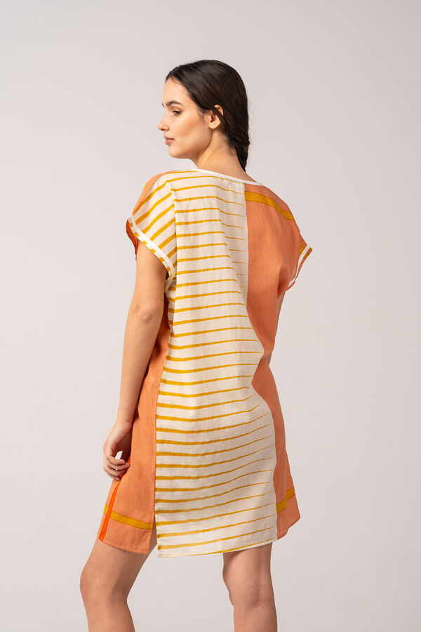 Womensecret Vestido playero de mujer de algodón con estampado geométrico naranja