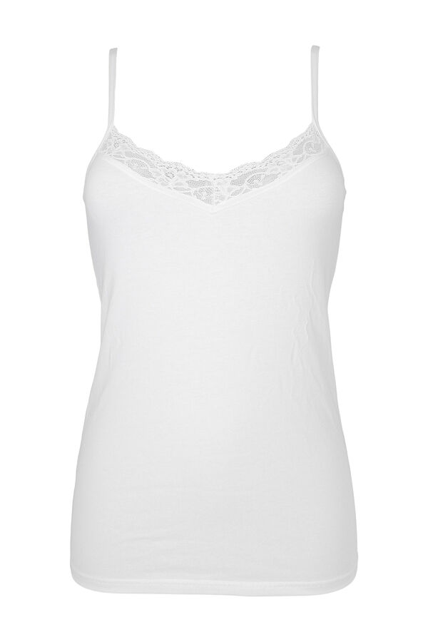 Cotonella Women's thermal vest top with lace straps  white