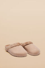 Womensecret Brown corduroy clog slippers nude