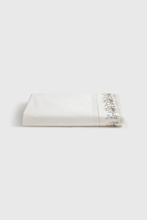 Textura Embroidered sheet white
