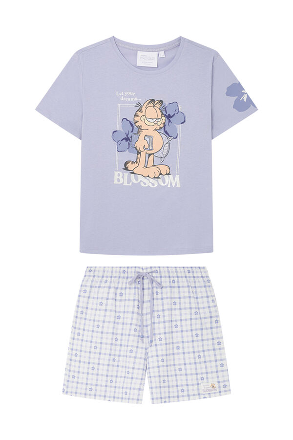 Womensecret Garfield-mintás, rövid pizsama, 100% pamutból rózsaszín