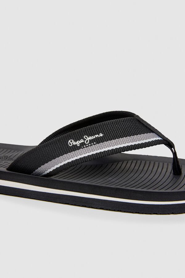 Pepe Jeans Striped two-tone fabric strap sandals black