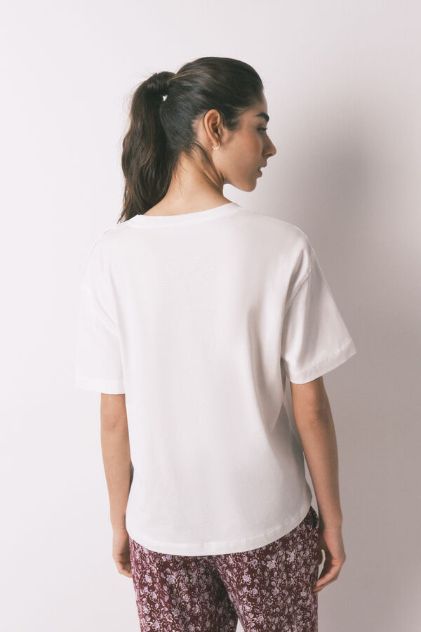 Women'secret White 100% cotton short sleeve T-shirt beige