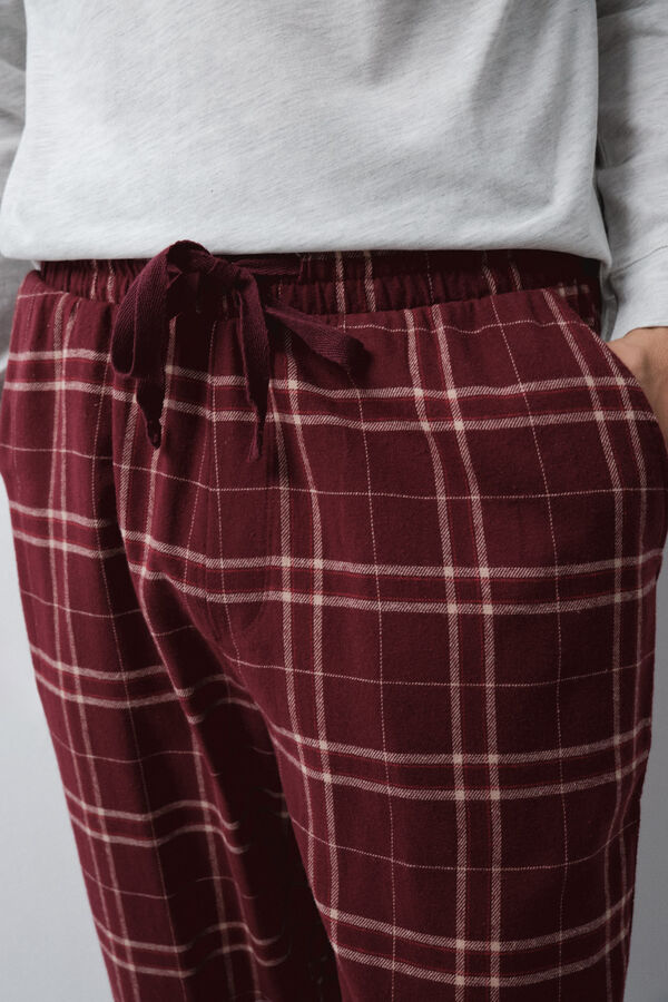 Women'secret Plaid cotton long pyjamas nude