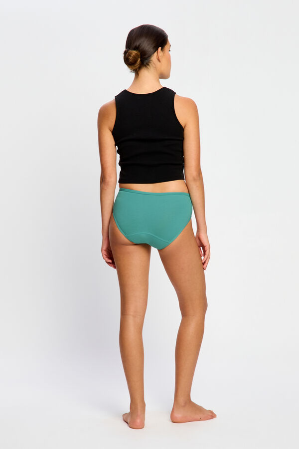 Modibodi Cueca Menstrual de Algod&atilde;o Org&acirc;nico Fluxo Abundante Verde verde