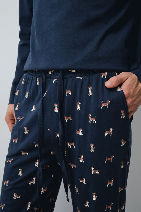 Women'secret Men's cotton dog print pyjamas blue