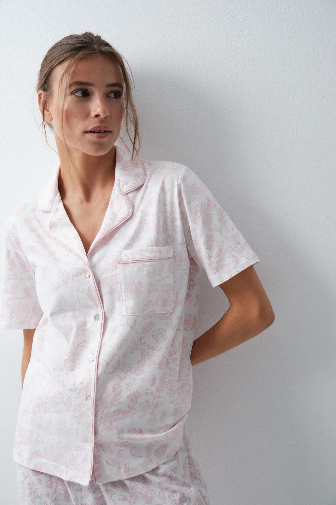 Women'secret Pijama camisero algod&oacute;n flores