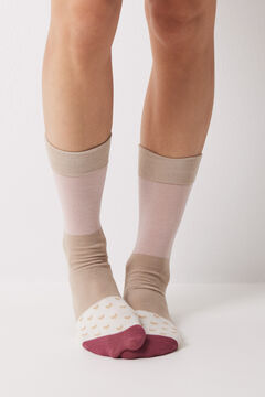 Womensecret Long brown and pink block socks pink