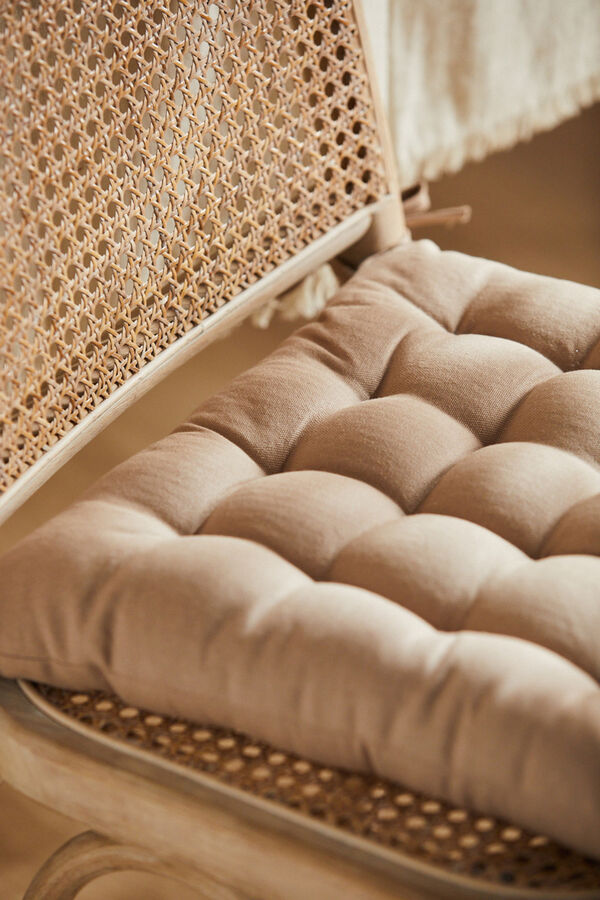 Womensecret Gavema square washable stone-coloured cotton seat cushion Bež