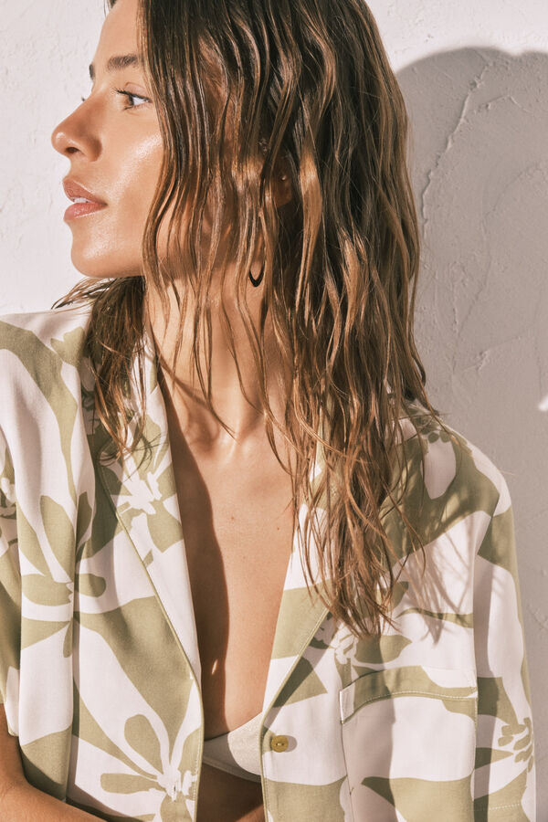 Women'secret Floral classic long pyjamas green