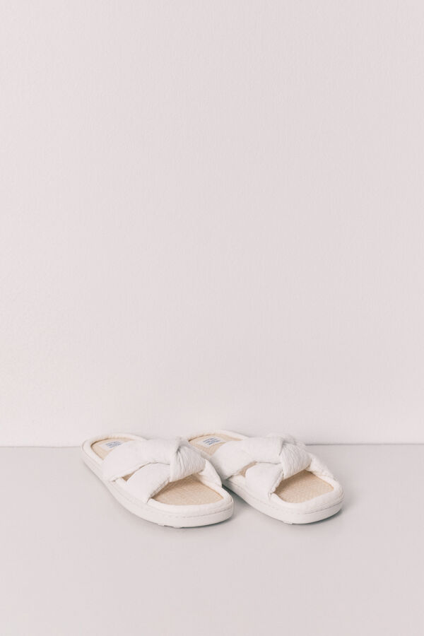 Women'secret Knot and raffia sandals beige