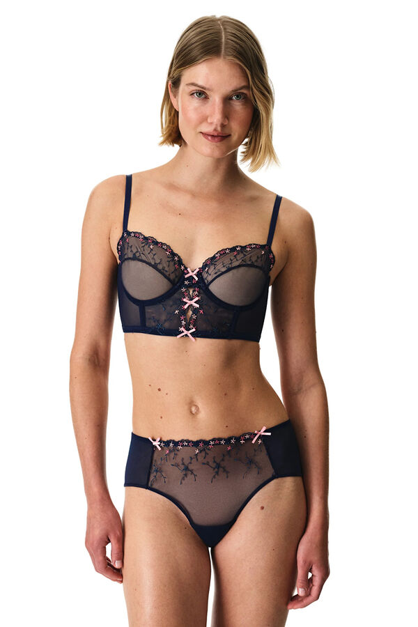 Penti Bustier con Bordado Azul Marino azul