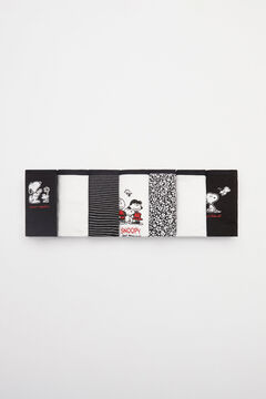 Womensecret Snoopy mintás, széles pamutbugyik, 7 db-os csomag fekete