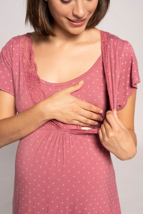 Ohma! Nursing nightgown with tie print Print