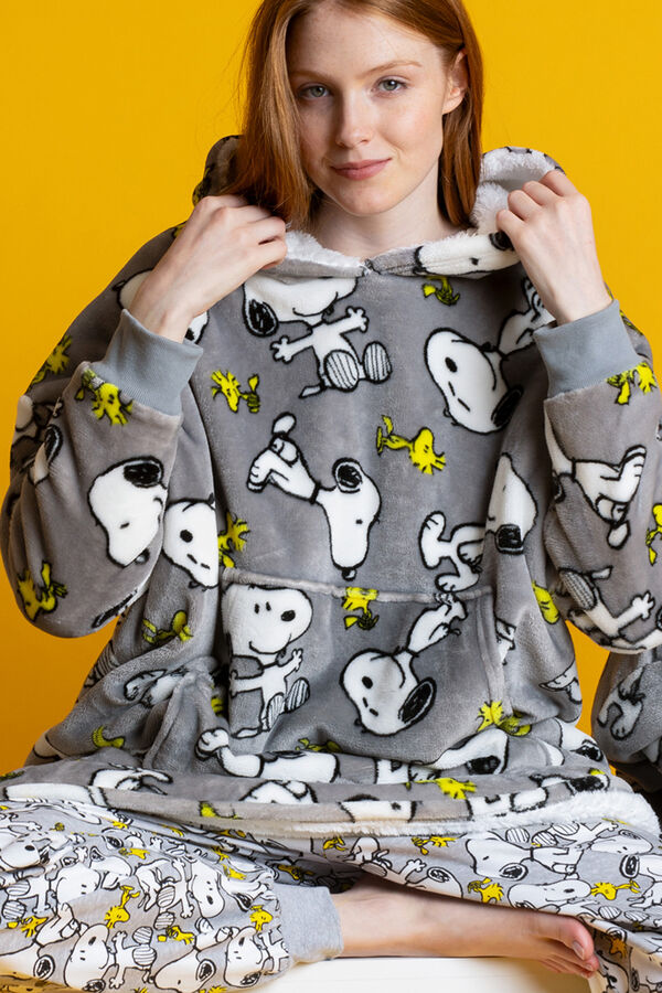 Admas Snoopy Women's Blanket Bathrobe grey