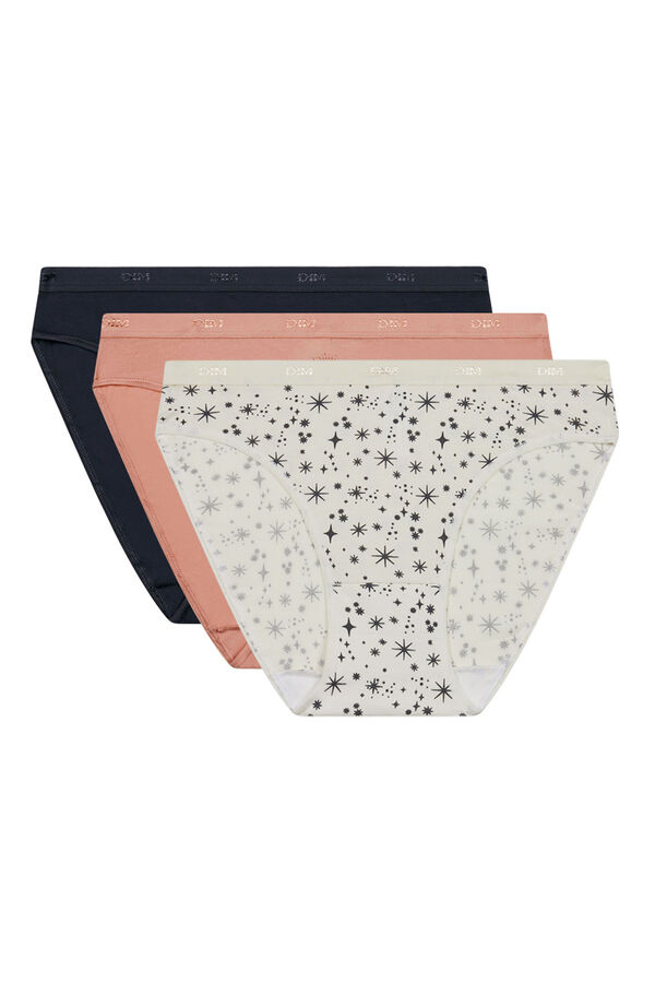 DIM Pack de 3 bragas de algod&oacute;n el&aacute;stico estampadas printed