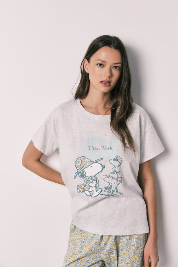 Women'secret Snoopy cotton long pyjamas grey