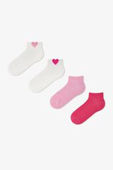 Penti Pack of 4 heart ankle socks pink