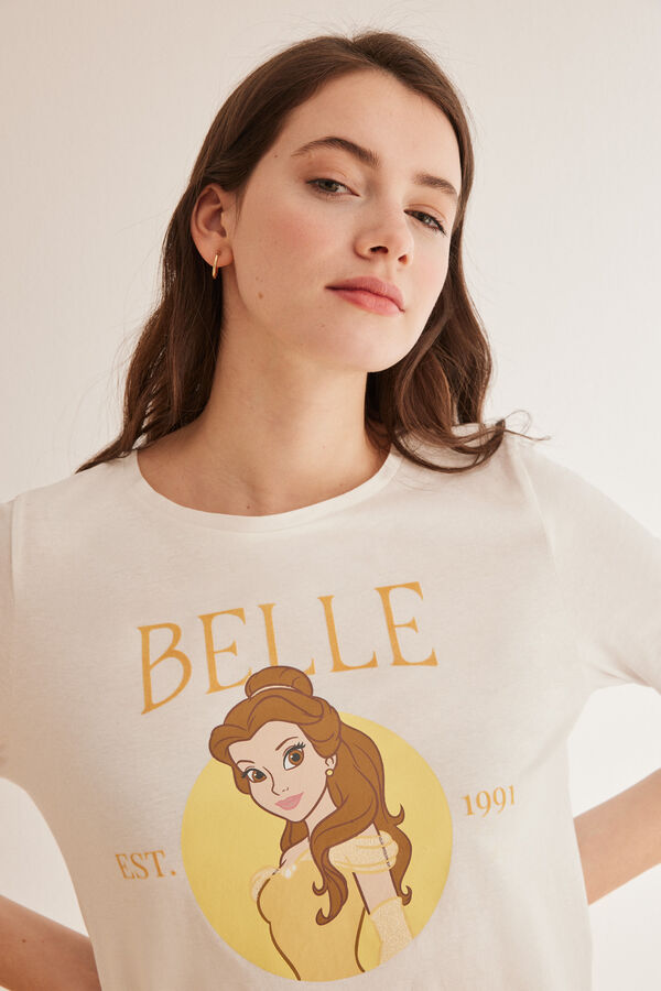 Womensecret Pyjama 100 % Baumwolle Disney Belle Naturweiß