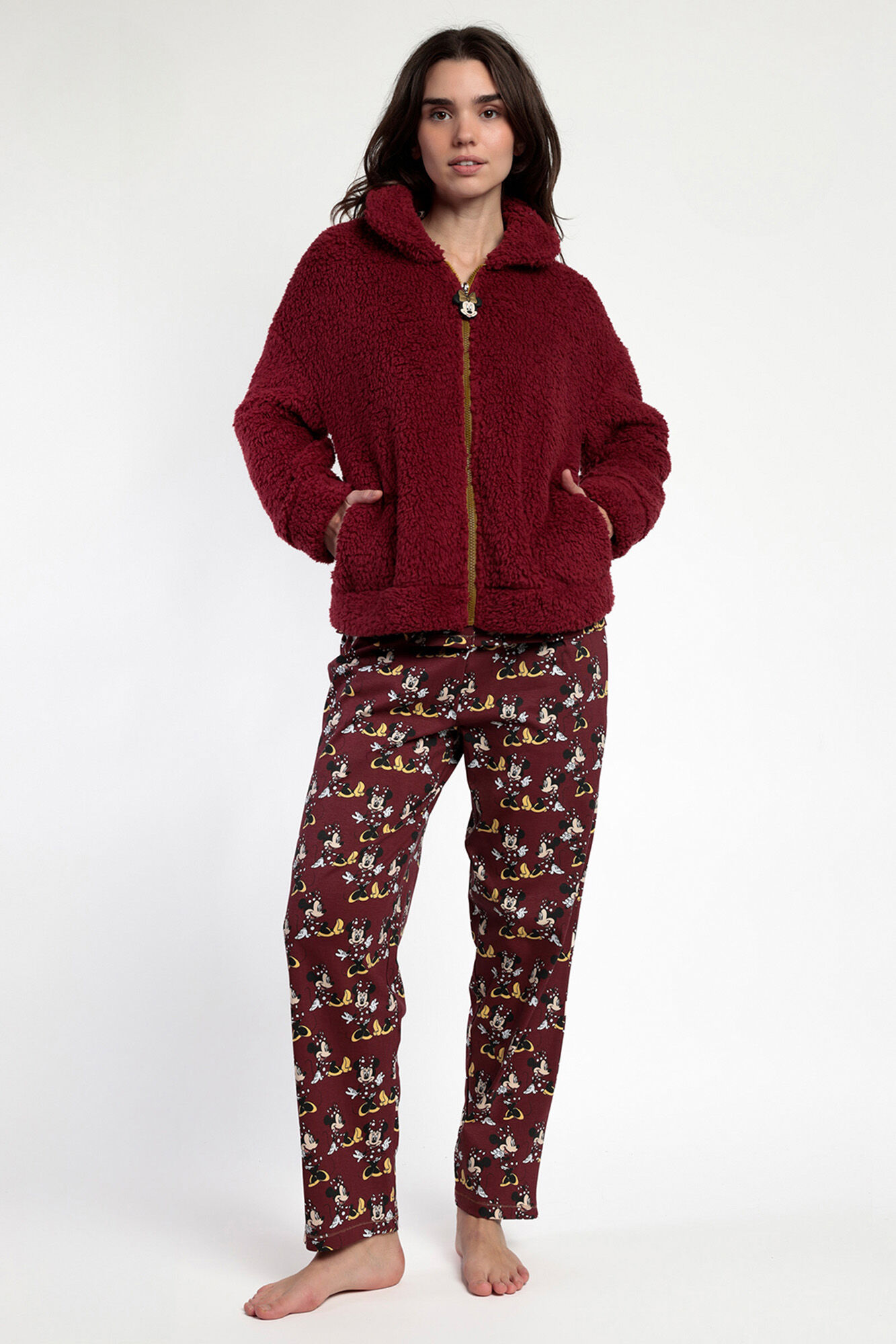 Admas Robe curta borrego Minnie Mouse para mulher