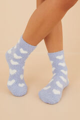 Women'secret Blue fluffy heart socks blue