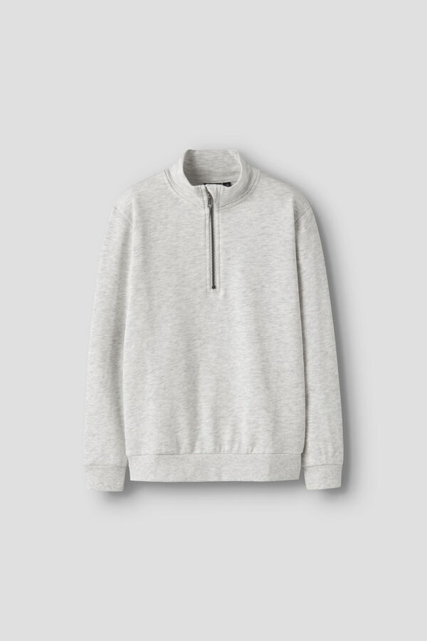 Lmtd Sudadera cuello alto media cremallera. gris