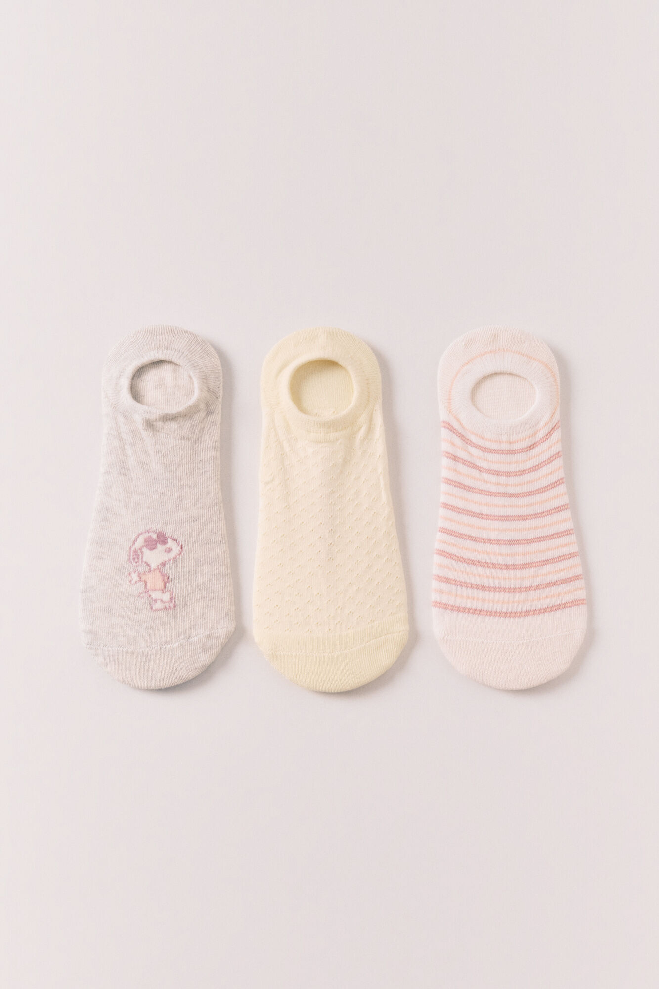 Women'secret Pack 3 calcetines invisibles estampados Peanuts