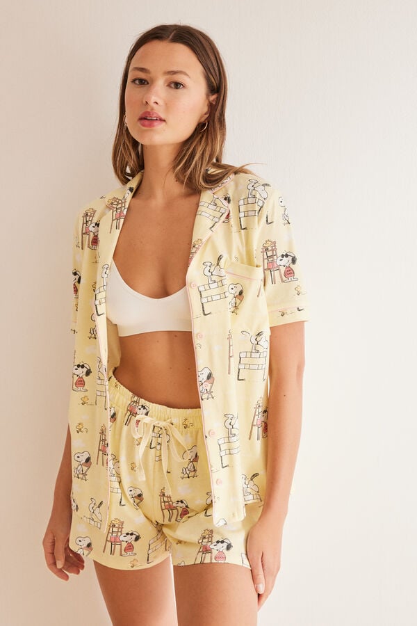 Womensecret Pijama camisero corto 100% algodón Snoopy estampado