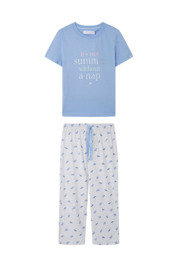 Womensecret Pijama Capri 100% algodón lila La Vecina Rubia morado/lila