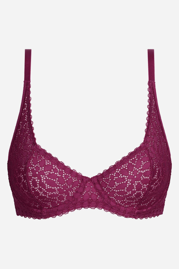 DIM Sujetador con aro de encaje floral morado/lila