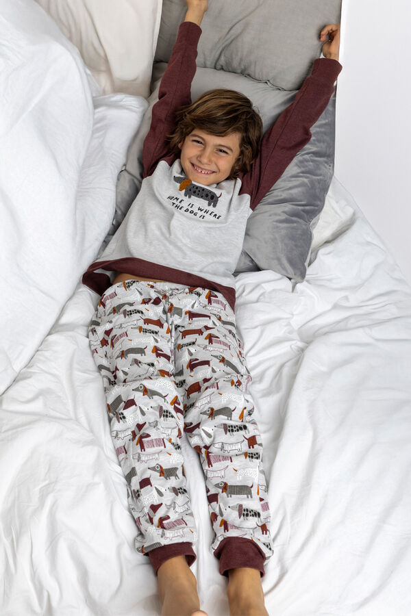 Admas Pijama infantil largo perro salchicha marr&oacute;n