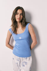 Women'secret Blue cotton long pyjamas with straps blue