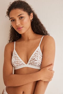 Womensecret NATURAL White lace triangle bra white