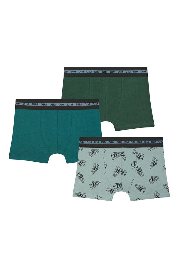 Womensecret Pack of 3 pairs of boys' printed boxers with elastic waistband vert