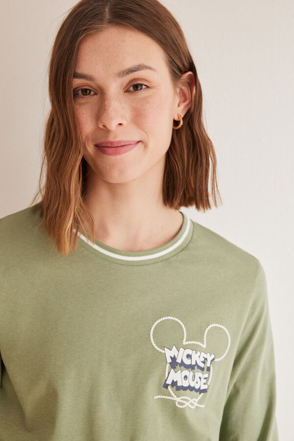 Womensecret Pidžama Mickey Mouse od 100 % pamuka Zelena