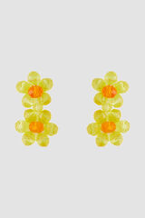 Womensecret Pendiente colgante doble flor naranja