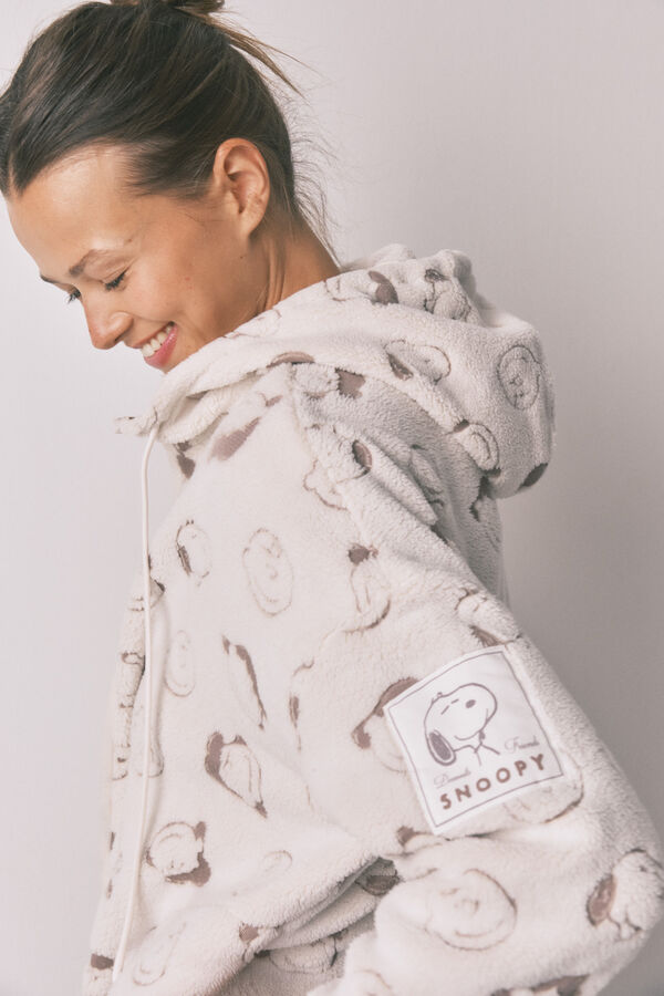 Women'secret Snupi kratki kućni ogrtač od bele ovčije kože Bež