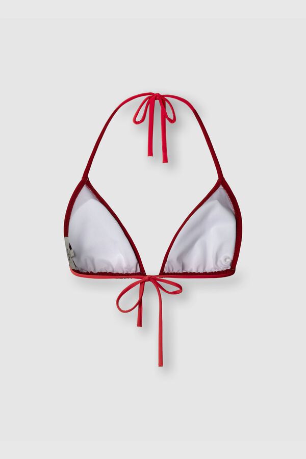 Pepe Jeans Top bikini triangular logotipo rojo