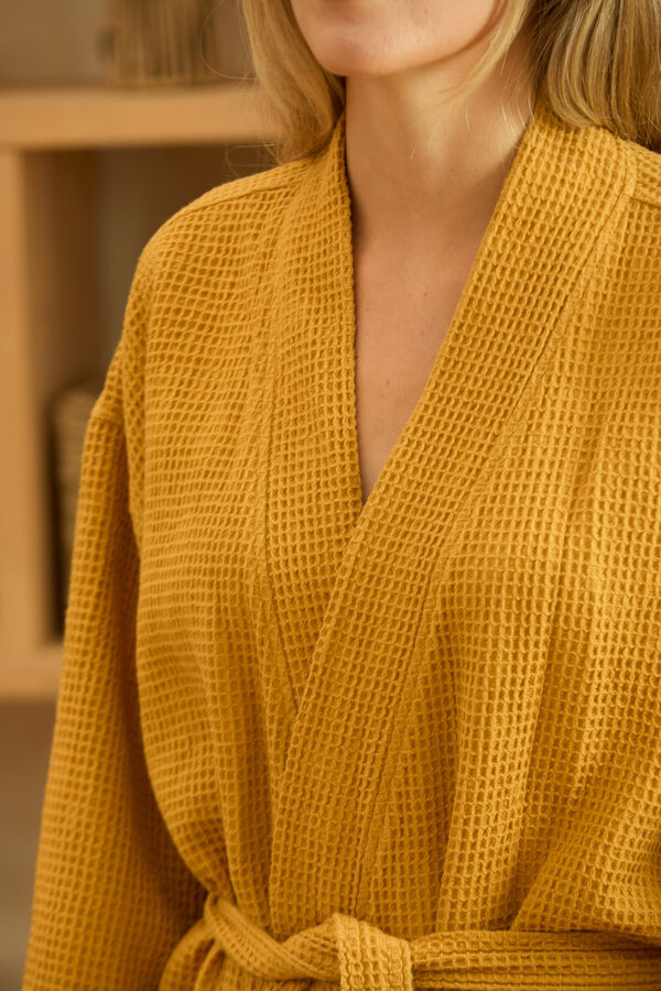 Calma House Albornoz de nido de abeja mostaza Jupiter amarillo