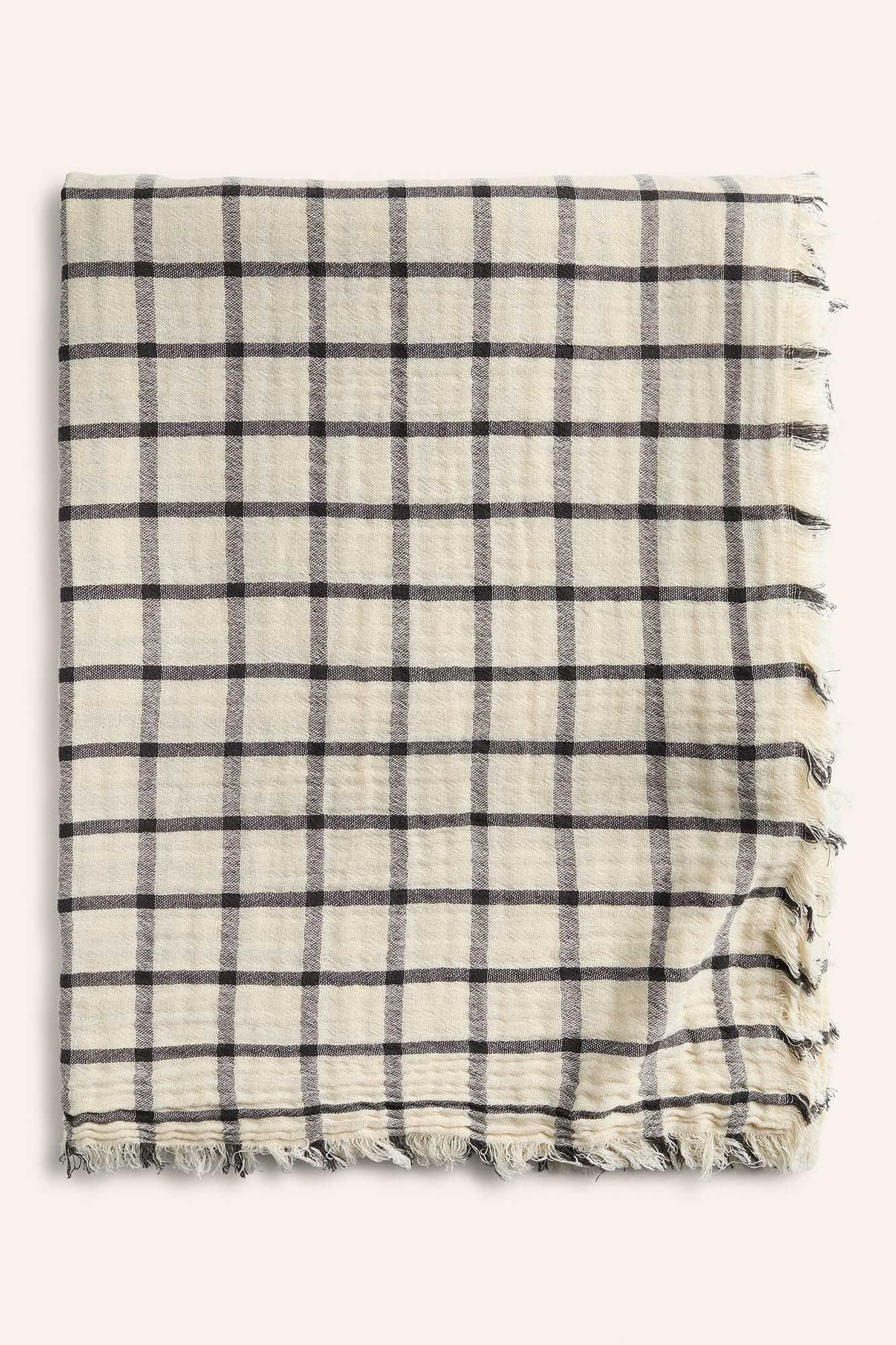 Calma House Tischdecke aus Musselin mit Karomuster in Wollwei&szlig; Piazze