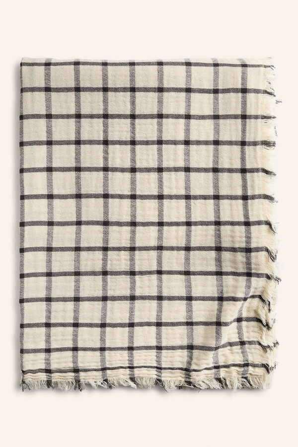 Calma House Mantel de muselina a cuadros crudo Piazze amarillo