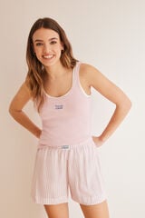 Womensecret Pink striped short vest pyjamas pink