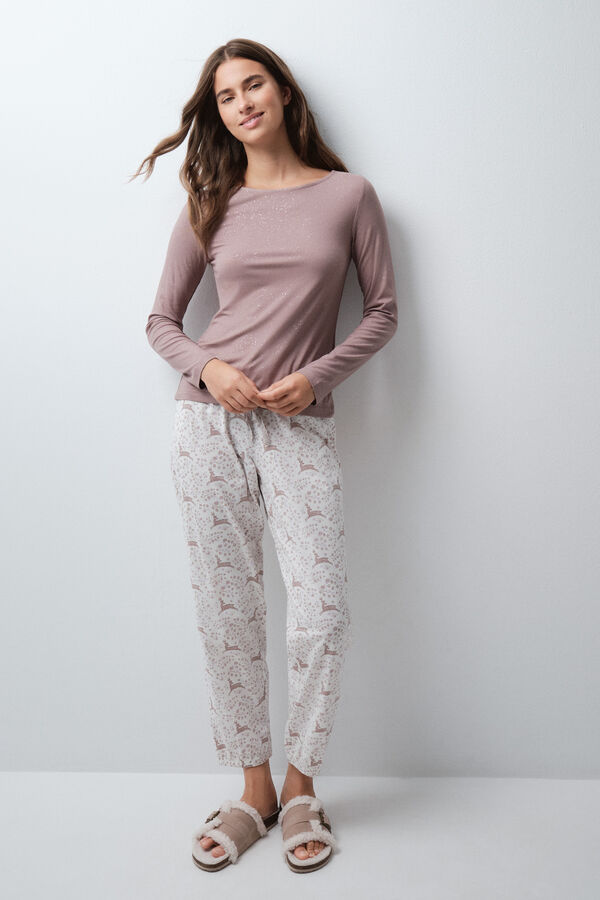 Women'secret Deer print long pyjamas nude